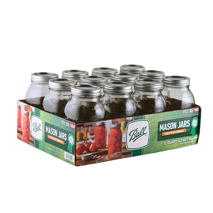 Ball Mason Jar 32oz Regular Mouth with Bands and Lids - 12 pack