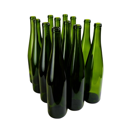 W13 Strech Hock Wine Bottles 750 ml. - Green (Case of 12)