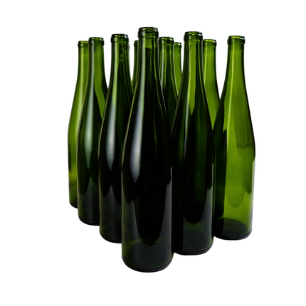 W13 Strech Hock Wine Bottles 750 ml. - Green (Case of 12)