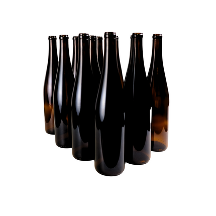 W13 Strech Hock Wine Bottles 750 ml. - Amber (Case of 12)