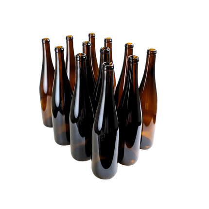 W13 Strech Hock Wine Bottles 750 ml. - Amber (Case of 12)